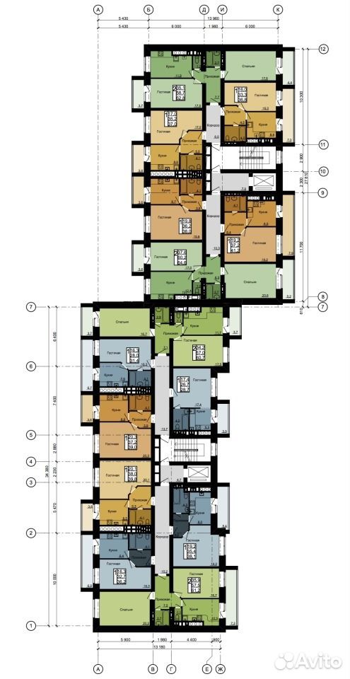 2-к квартира, 60.7 м², 4/9 эт.