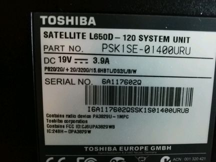 Ноутбук toshiba satellite L 650 D - 120