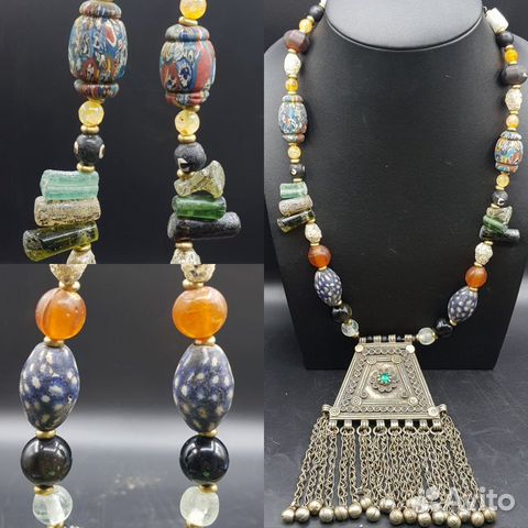 Бусы этнические. С массивной подвеской