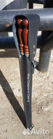 Набор шампуров в кожаном чехле