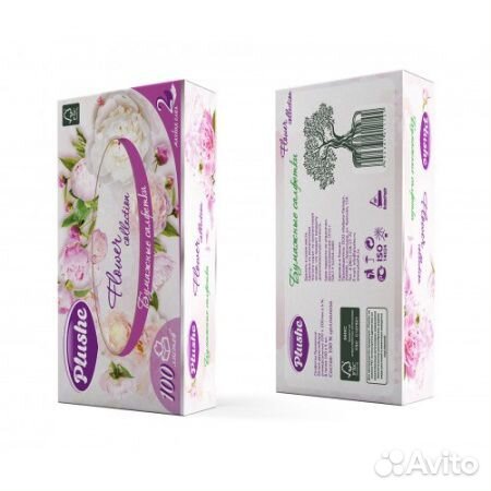 Салфетки бумажные в коробке 2сл 100л Plushe