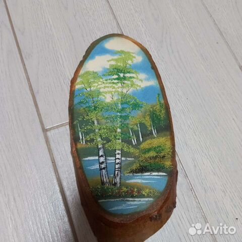 Картина панно на срезе дерева