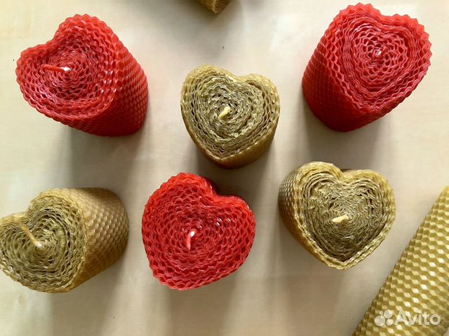 Свеча восковая медовая ручной работы «Сердце»