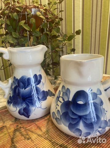 Посуда гжель, Турка и молочник