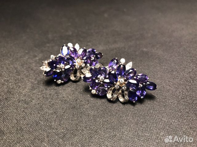 Серебряные серьги с аметистами