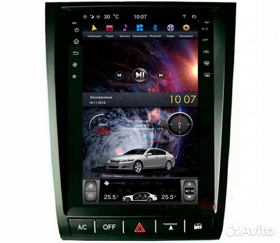Штатная магнитола Тесла Lexus GS300 GS350, черная