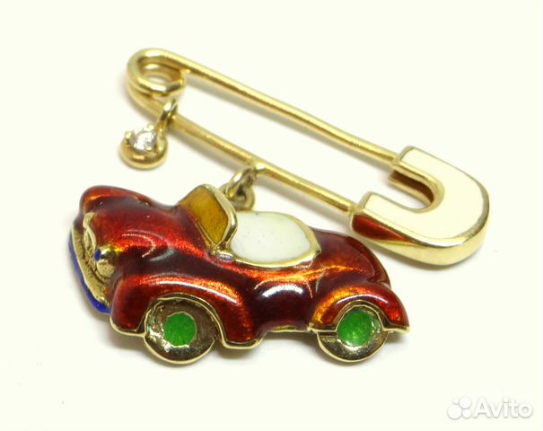 Золотая брошь Roberto Bravo с эмалью