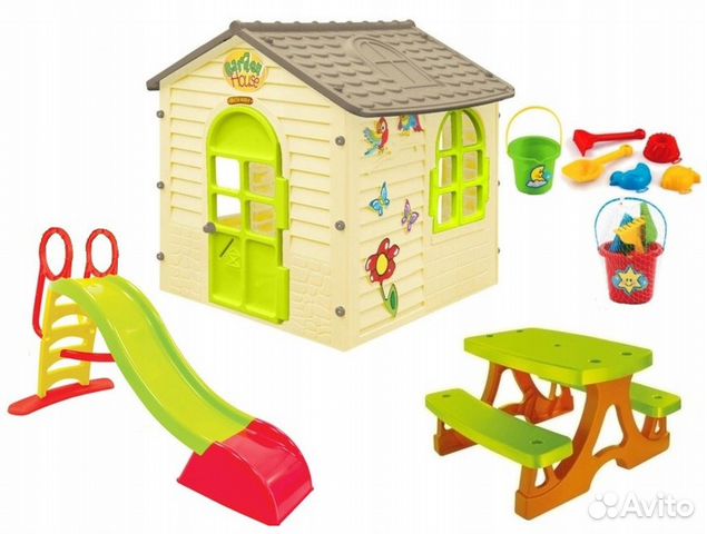 Игровой участок 3in1 домик столик горка