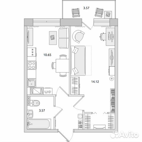 1-к квартира, 37.7 м², 11/15 эт. 1-к квартира, 37.7 м², 11/15 эт.