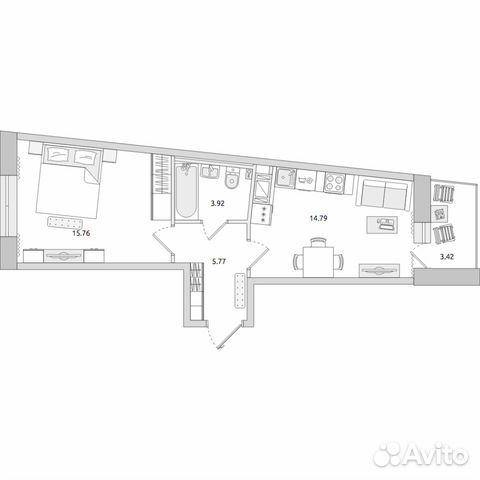 1-к квартира, 43.7 м², 14/15 эт. 1-к квартира, 43.7 м², 14/15 эт.
