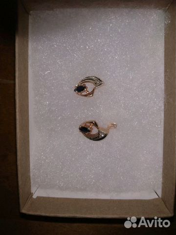 Золотые серьги,бриллианты,сапфир