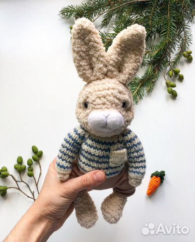 Заяц вязаная игрушка ручной работы handmade