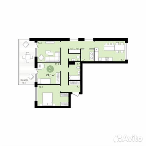 3-к квартира, 79.4 м², 2/9 эт. 3-к квартира, 79.4 м², 2/9 эт.