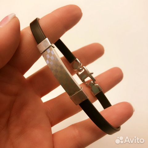 Браслет серебро, каучук Браслет серебро, каучук