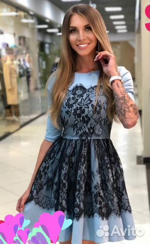 Новое платье с кружевом голубое Новое платье с кружевом голубое