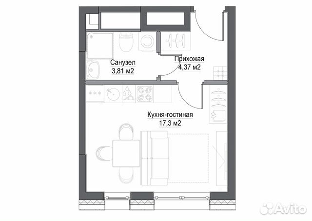 1-к квартира, 25.9 м², 36/39 эт. 1-к квартира, 25.9 м², 36/39 эт.