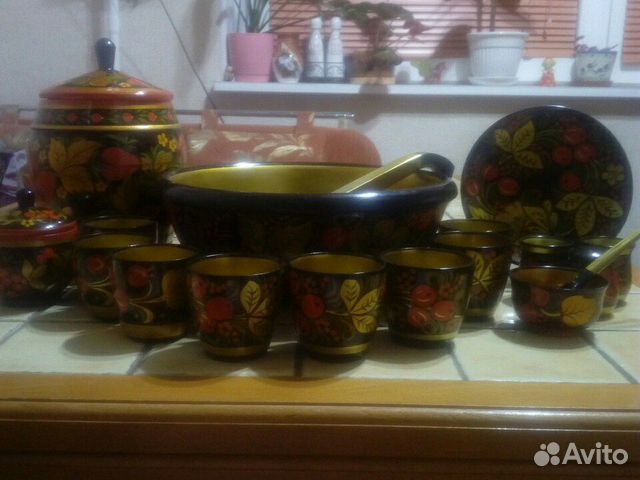 Набор деревянной посуды хохлома СССР