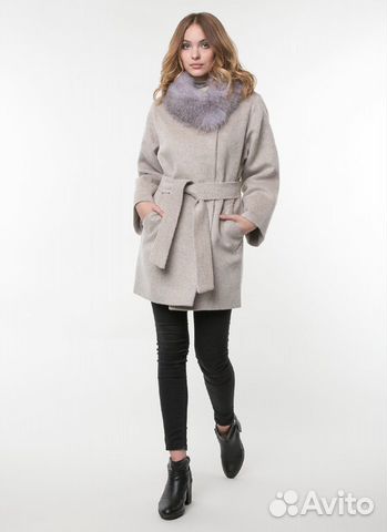 Пальто женское шерстяное с мехом Bella Collection