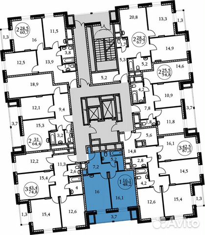 1-к квартира, 48.2 м², 6/17 эт.