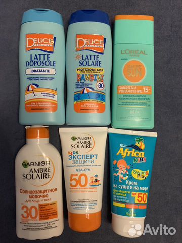 Солнцезащитные средства Loreal, Garnier,Delice