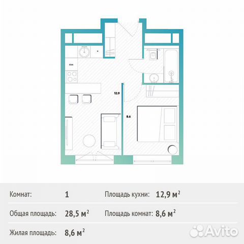1-к квартира, 28.5 м², 17/30 эт. 1-к квартира, 28.5 м², 17/30 эт.