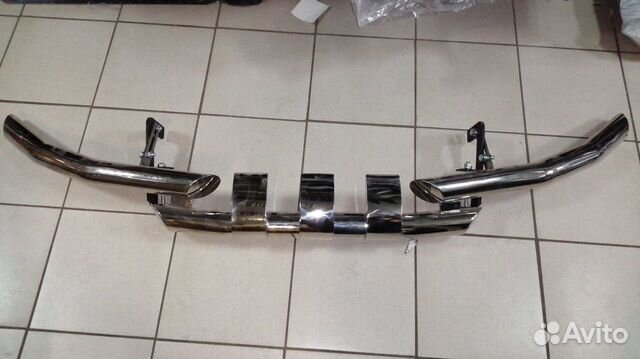 Защита переднего бампера двойная SSang Yong