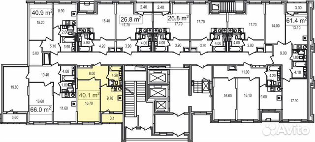 1-к квартира, 40.1 м², 1/25 эт. 1-к квартира, 40.1 м², 1/25 эт.