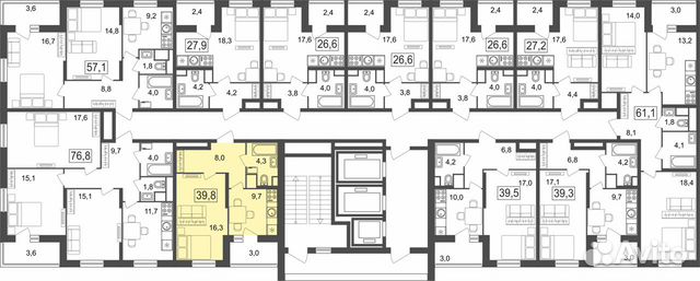 1-к квартира, 39.8 м², 19/25 эт.