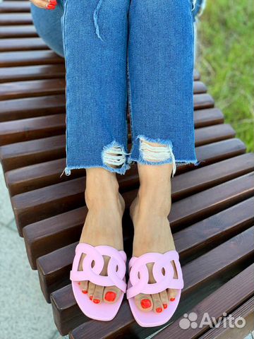Шлепки шлепанцы сланцы кожаные розовые гермес Шлепки шлепанцы сланцы кожаные розовые гермес