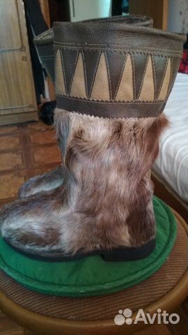 Унты - натуральный олений камус, б/у, 1 сезон, 35 Унты - натуральный олений камус, б/у, 1 сезон, 35