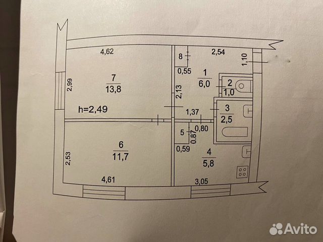 2-к квартира, 41.8 м², 2/2 эт.