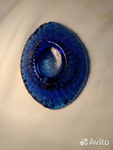 Пепельница синее стекло 80-е годы 20 века