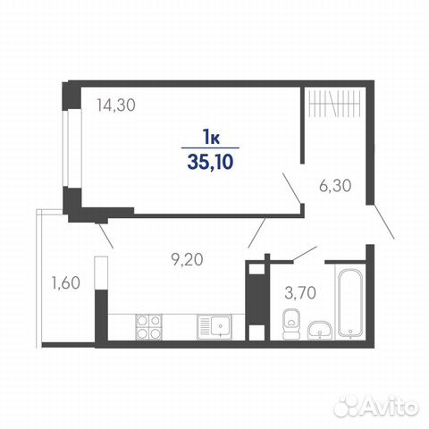 1-к квартира, 35.1 м², 9/24 эт. 1-к квартира, 35.1 м², 9/24 эт.