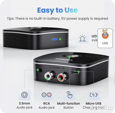 BlueTooth 5.1 Receiver Audio Adapter Ugreen CM106