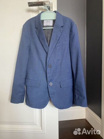 Пиджак детский для школы zara + рубашка синий р134