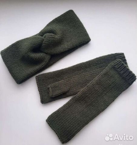 Повязка на голову, митенки