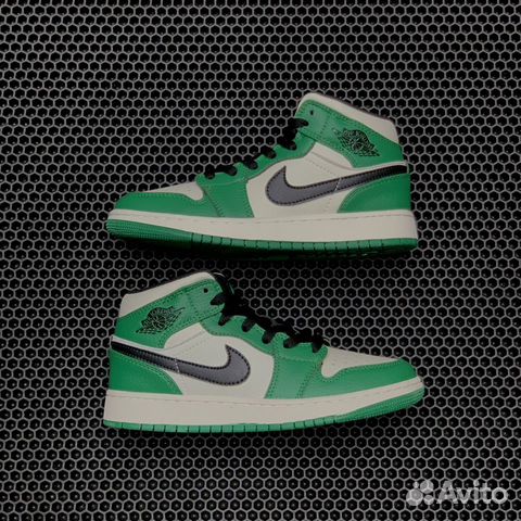 Nike Air Jordan 1 Mid Pine Green Black/Sail Fo