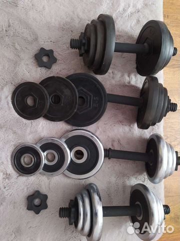 Гантели обрезиненные и хром