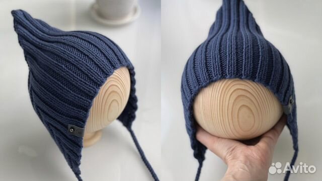 Новая шапочка для малыша синяя на 1-2г