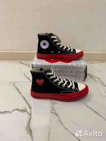 Кеды Converse Play черные красные женские высокие