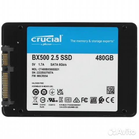 SSD Crucial BX500. 480GB
