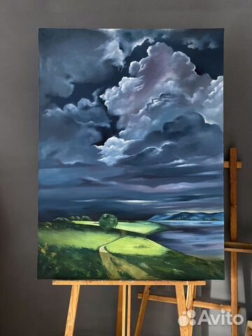 Большая Картина маслом облака