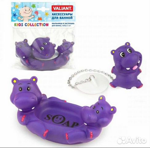 Мыльница и заглушка для ванны Бегемотик