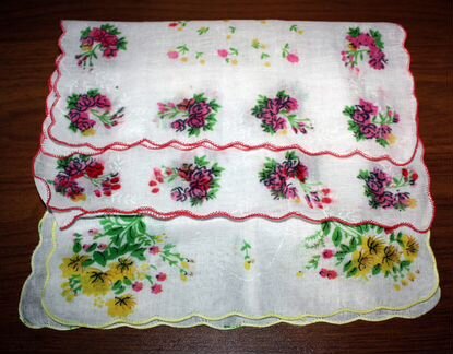 Носовые платки (хлопок) 25х25 см. - лот 3 шт