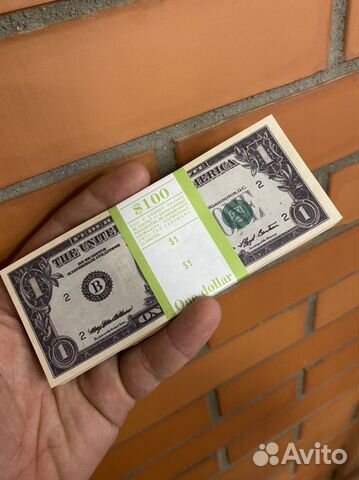 Пачка 1 доллар (салатовая лента)