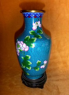 Ваза Клуазоне 20 см Китай 50-е Эмаль Оригинал