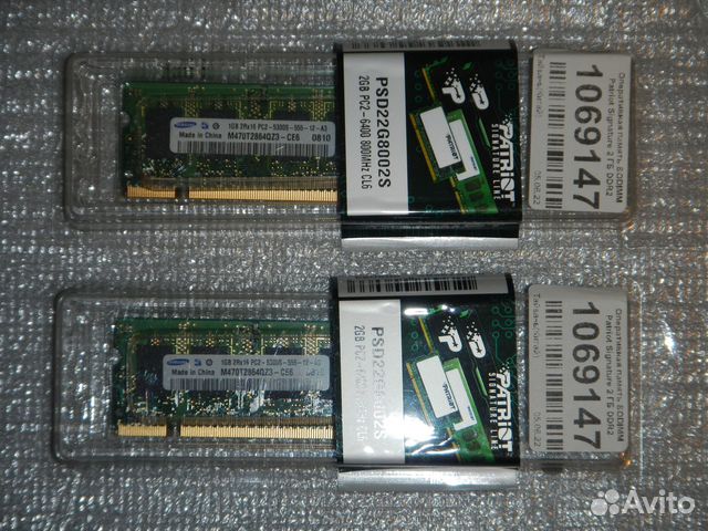Модули памяти SO-dimm DDR2 667 мгц 2x1 гб Samsung