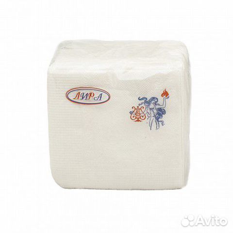Салфетки бумажные белые 1сл 80л 24х24см лира