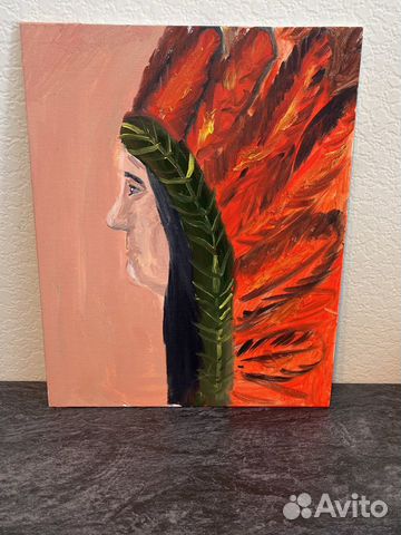 Картина маслом «Индеец «Пламенное сердце»