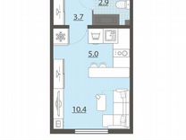 Квартира-студия, 22,4 м², 13/25 эт.